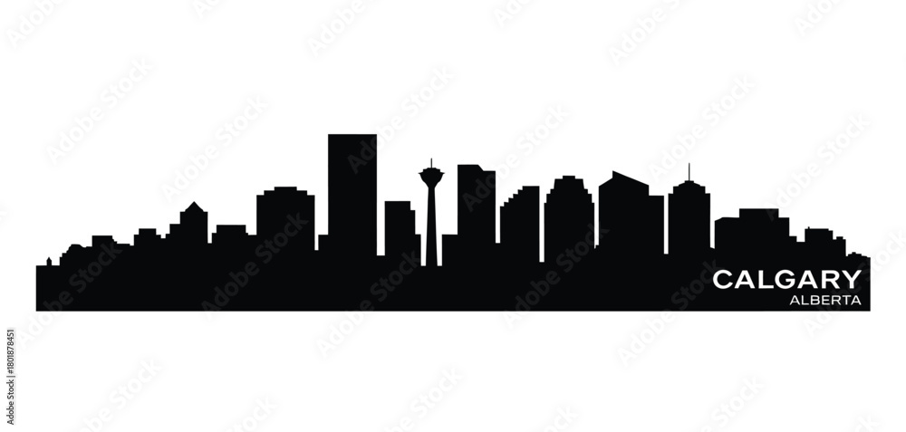 Naklejka premium Calgary skyline silhouette against a white background