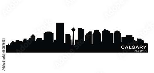 Calgary skyline silhouette against a white background