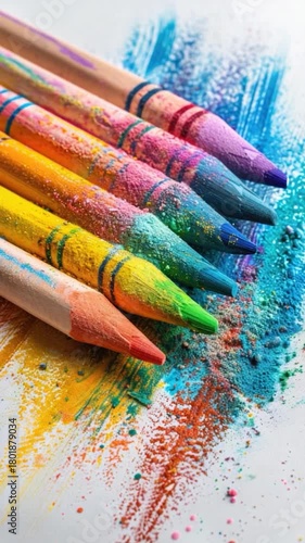 Wallpaper Mural A collection of colorful pencils arranged neatly on a clean white background Torontodigital.ca