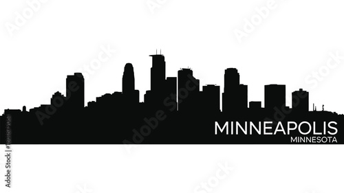 Minneapolis skyline silhouette cityscape black and white