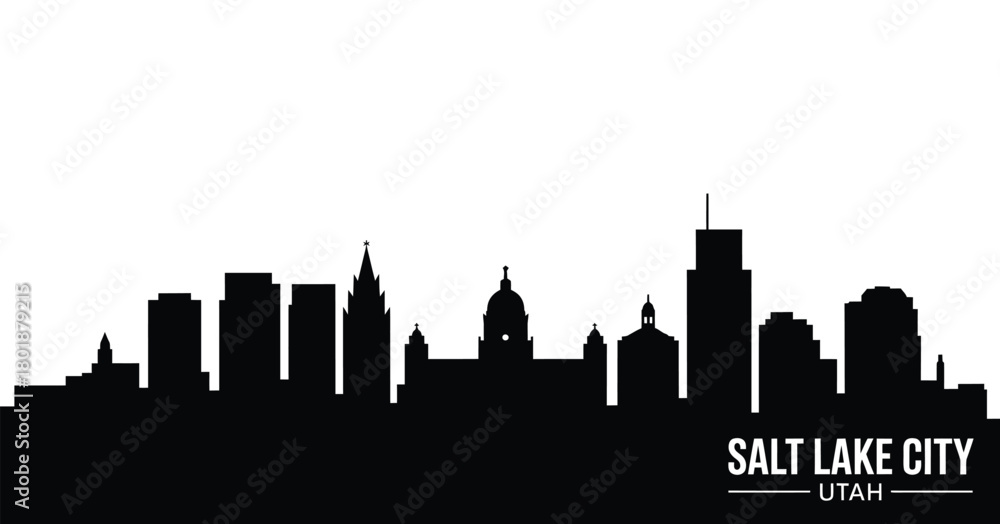 Fototapeta premium Salt lake city skyline silhouette with utah text