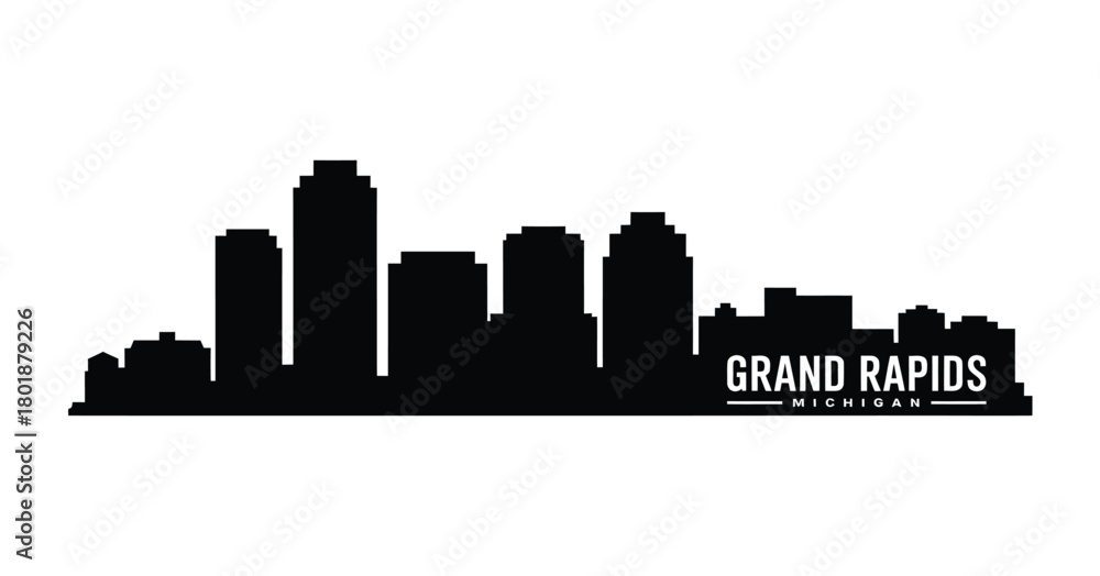 Fototapeta premium Grand rapids michigan skyline silhouette cityscape