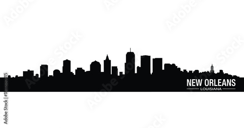 New orleans skyline silhouette against white background