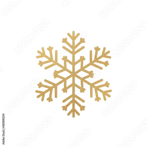 Golden graphic snowflake symbol for winter holiday christmas festive season decor design element isolated icon
