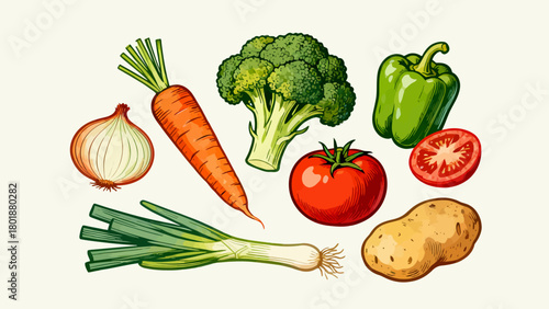 A collection of noodle delicacies, cartoon hand-drawn vector illustrations, dumplings, noodles, shumai, steamed buns, mantou, and bread