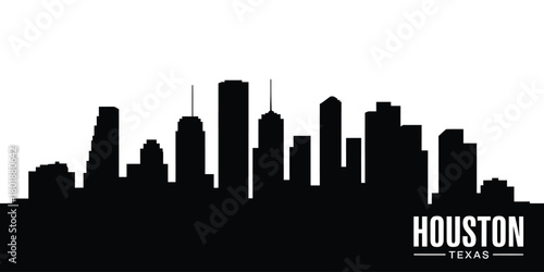 Houston texas skyline silhouette cityscape black and white