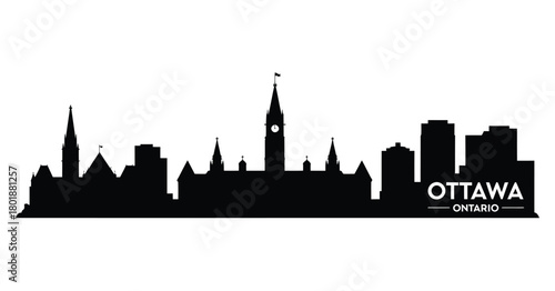 Black silhouette of ottawa skyline with parliament buildings