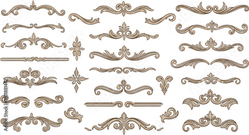 Collection of decorative ornaments isolated on white background for design use