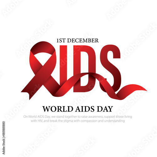 Aids Awareness Red Ribbon. World Aids Day concept. 1st December. Vector EPS Illustration
