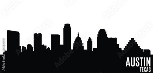 Austin texas skyline silhouette against white background