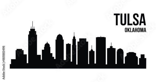Tulsa oklahoma city skyline silhouette black and white