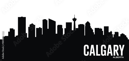 Calgary skyline silhouette black and white cityscape