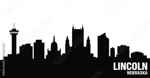Lincoln nebraska skyline silhouette black and white cityscape