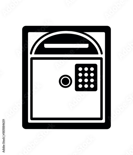 Mailbox door with combo lock black silhouette with keypad and frame lines secure delivery box