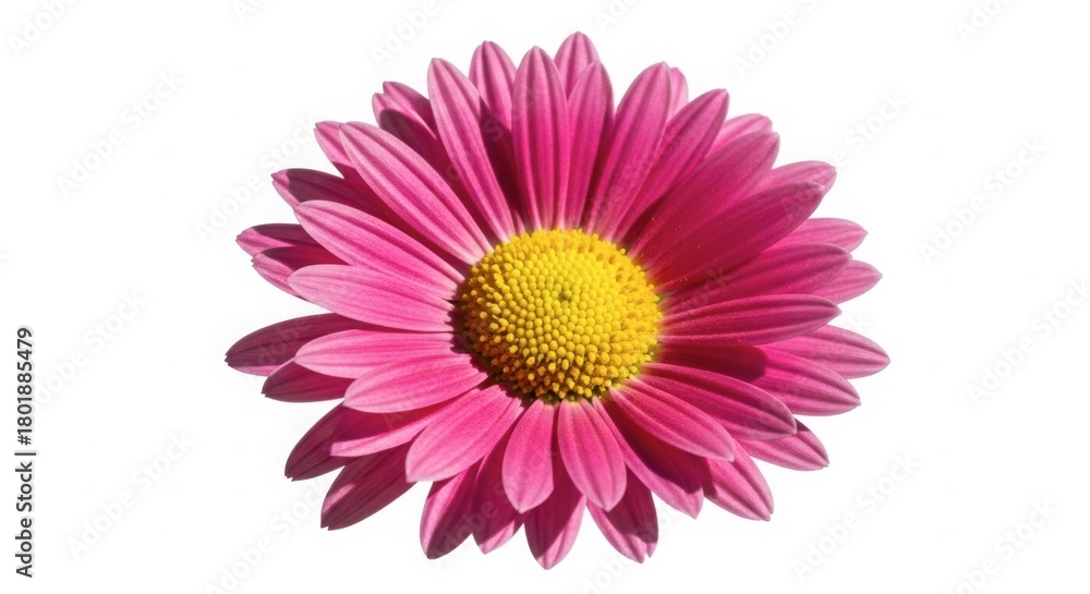 Fototapeta premium Closeup of a vibrant pink daisy flower isolated on white background