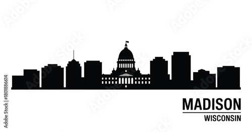 Madison wisconsin skyline silhouette with capitol building