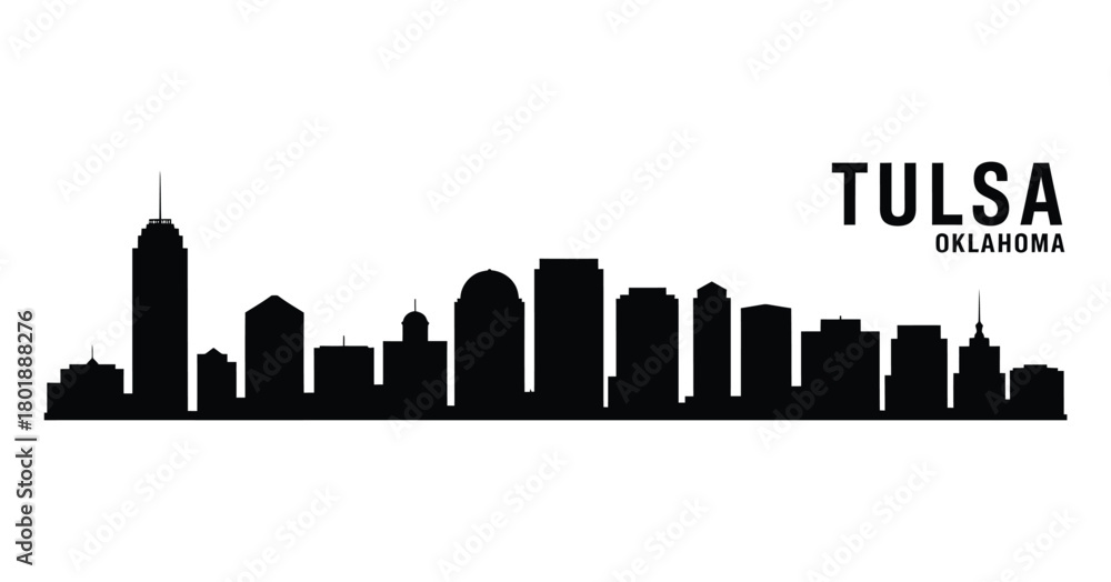 Fototapeta premium Tulsa oklahoma skyline silhouette black and white