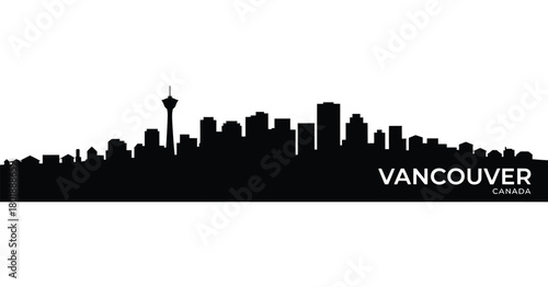 Vancouver city skyline silhouette with text