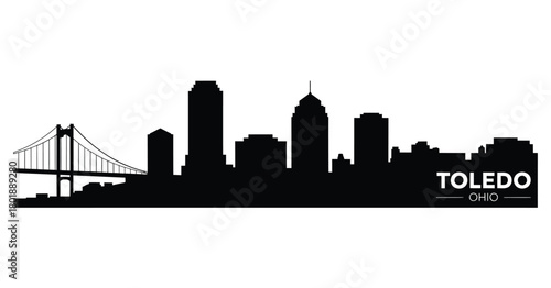 Toledo ohio skyline silhouette with bridge and buildings
