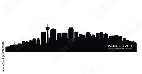 Vancouver city skyline silhouette on a white background