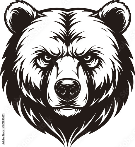 Bear head vector illustration angry grizzly bear logo design template eps silhouette