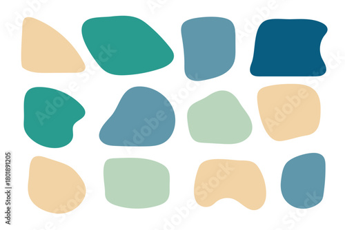 Abstract boho shapes, trendy modern organic stains silhouettes, nature simple aesthetic elements. Modern contemporary collage, various cute blobs. Isolated. Vector illustration.