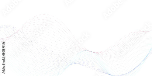 Blue colorful dotted wave line pattern. Flowing dot particles wave pattern halftone black gradient smooth curve shape isolated on transparent background.	

