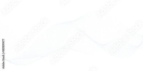 Blue colorful dotted wave line pattern. Flowing dot particles wave pattern halftone black gradient smooth curve shape isolated on transparent background.	
