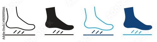 Anti skid feet icon set. Flat design style. Graphic design, vector illustration.