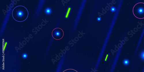 Abstract space background with extraterrestrial objects, stars, and comets.