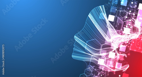 Artificial Intelligence. Technical background. Big data concept. Machine cyber mind.