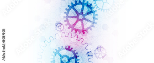 Abstract technological background  with cogwheels and plexus effect. Vector