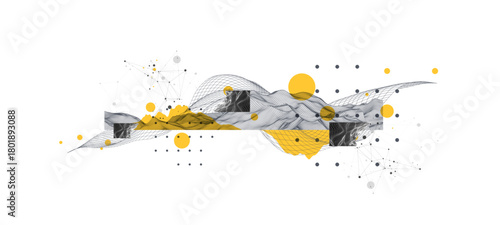 Abstract wireframe background. Modern science art elements. Surface illustration.