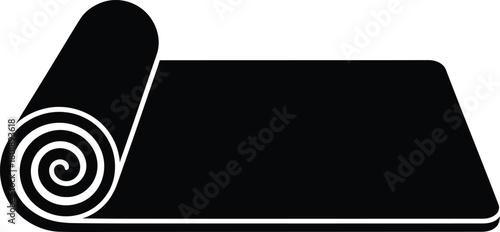 Black yoga mat fitness pilates exercise gym workout equipment vector eps silhouette