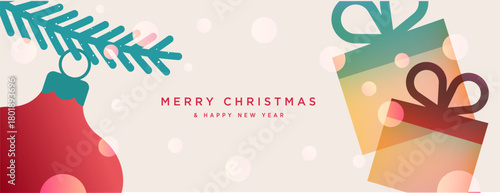 Merry Christmas and Happy New Year. Vector illustration for website banner, social media banner, greeting card, posters, covers, business and marketing material.