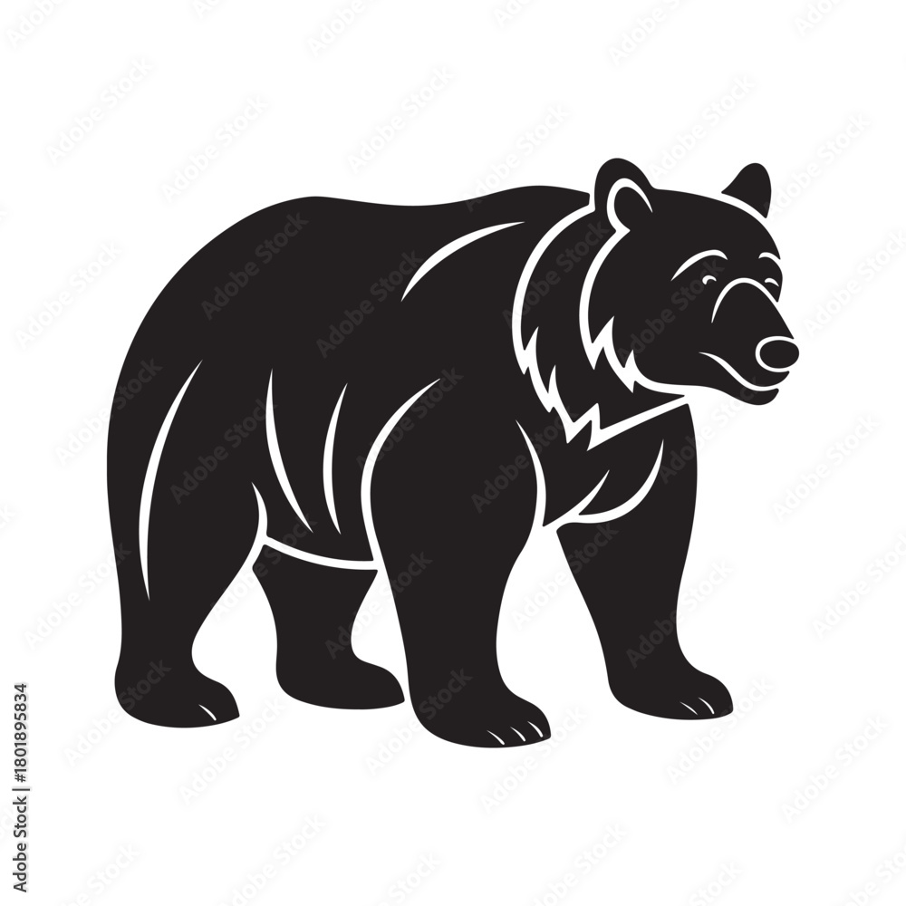Naklejka premium Grizzly bear silhouette vector icon