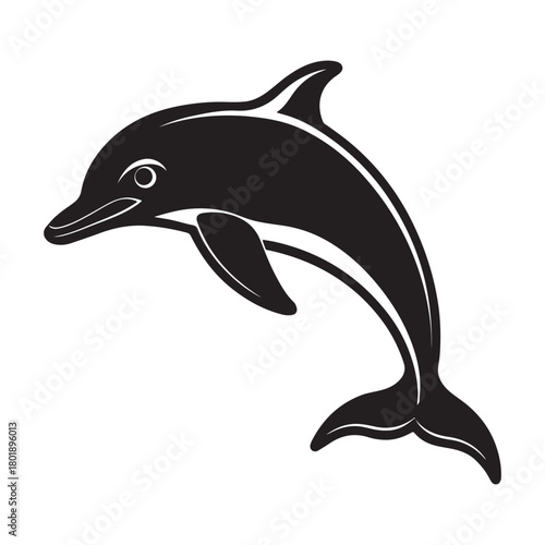 Bottlenose dolphin silhouette black vector icon