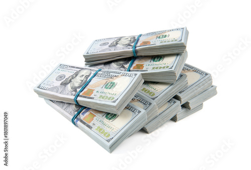 American dollars on white background