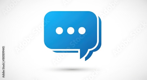 A blue chat bubble icon with three dots on a white background.