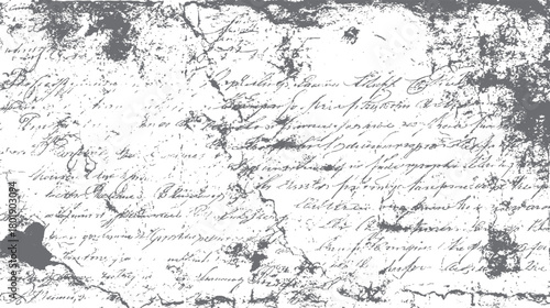 Aged grey textured background with faded handwritten script and ink splatters vector