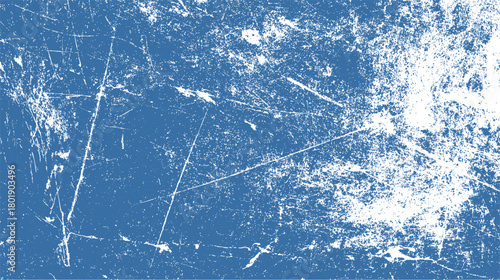 Blue distressed textured background with white scratches and speckles abstract grunge surface vector