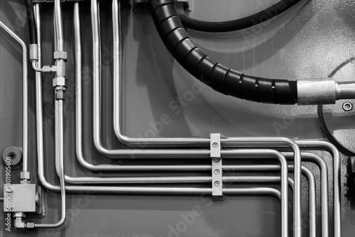 фотографія Many rubber tubes for high pressure as part of power hydraulic or pneumatic syst