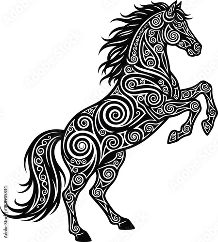 Horse tribal tattoo design rearing stallion vector illustration art eps silhouette
