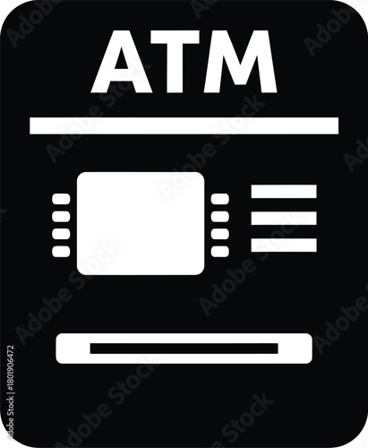 Atm machine icon vector automated teller machine cash withdrawal symbol eps silhouette