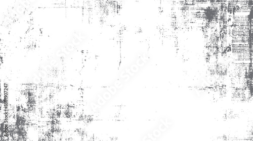 Faded distressed newspaper text overlay grunge texture with dark grey print on white background vector