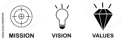 Illustration of mission, vision, values ​​icons EPS 10