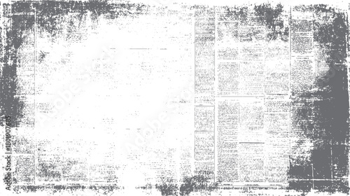 Faded distressed newspaper page with textured gray ink print and scattered dots on white background vintage