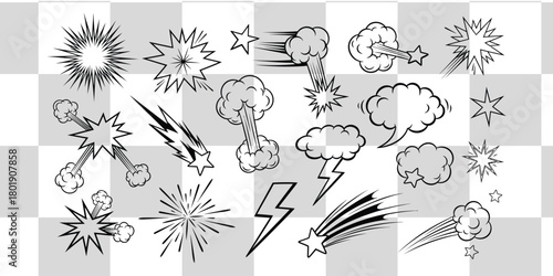 Dynamic comic book action effects and speech bubbles for exciting visual storytelling