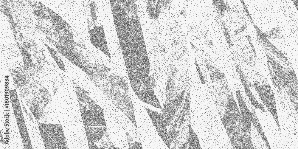 Naklejka premium Textured background of torn paper pieces arranged with uneven edges, soft halftone dust and photocopy grain, raw vintage layout with shadow play.