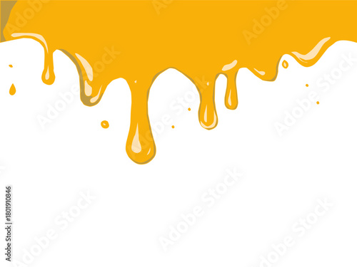 Melting cheese drip background. Smooth cheddar sauce pattern. Minimal liquid dairy splash texture for food design. Tasty snack topping abstract illustration wallpaper.